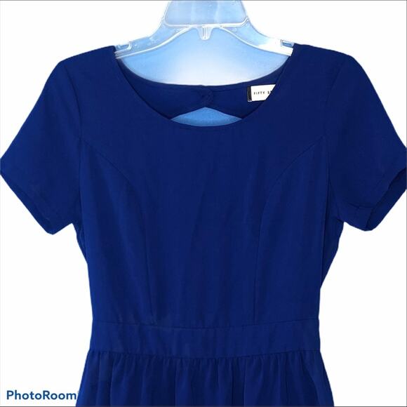 Fifty Street Casual Blue Mini Dress with Open Back Fit and Flare size Small - Picture 3 of 13